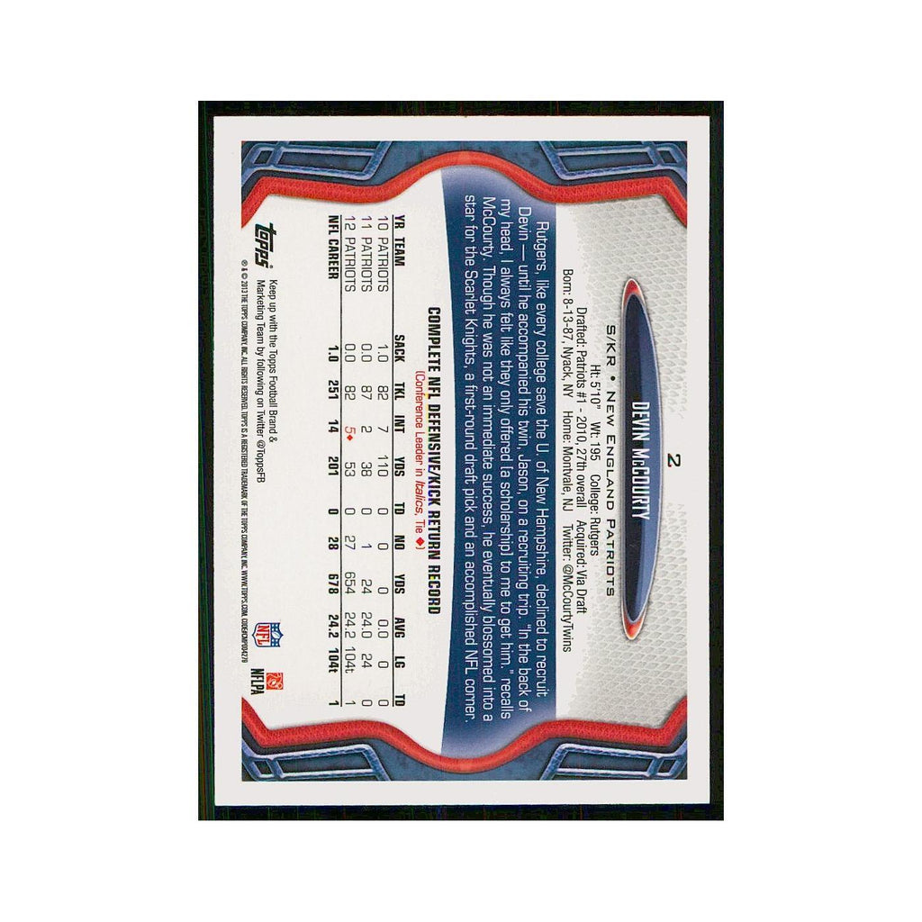 2013 Topps Devin McCourty Patriots #2
