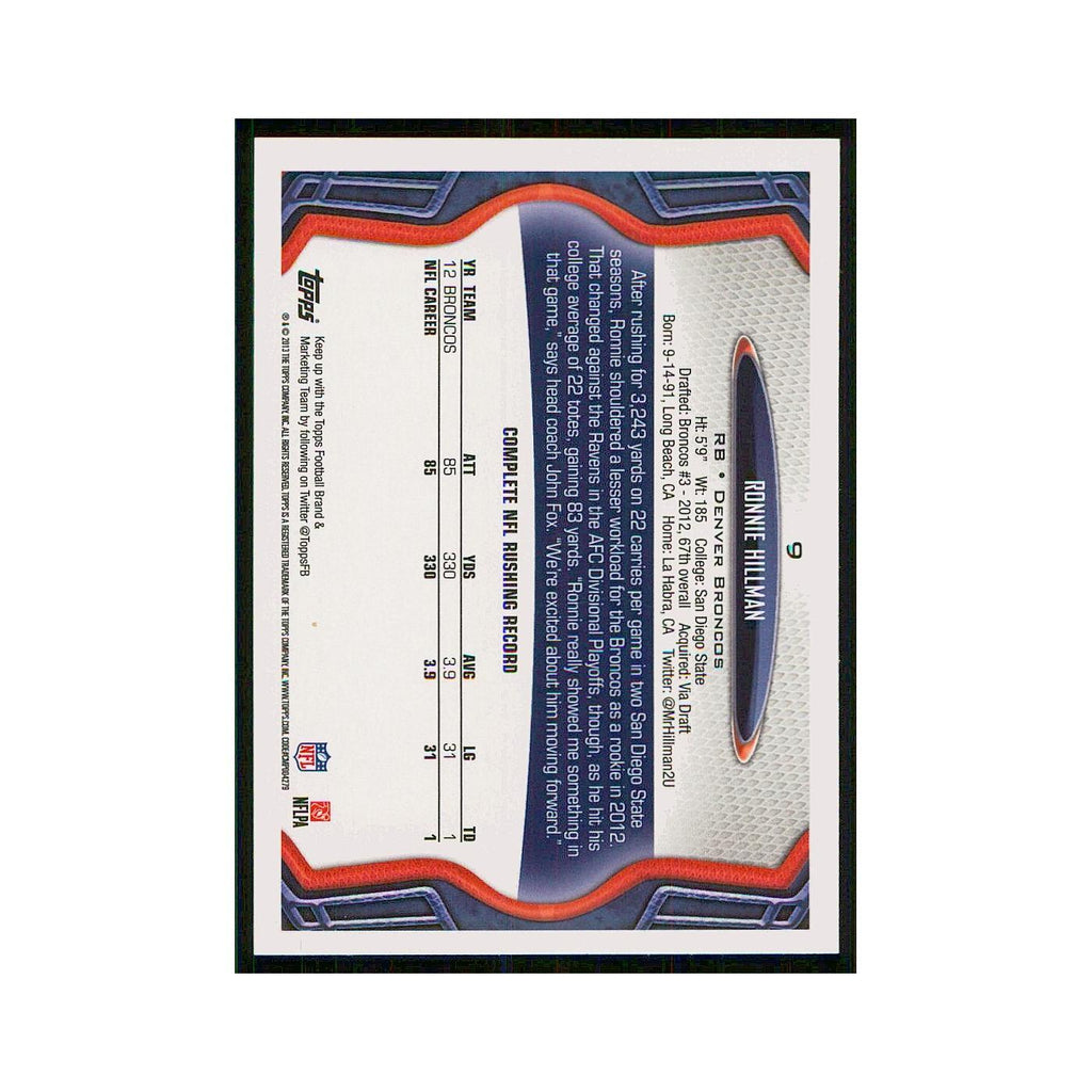 2013 Topps Ronnie Hillman Broncos #9
