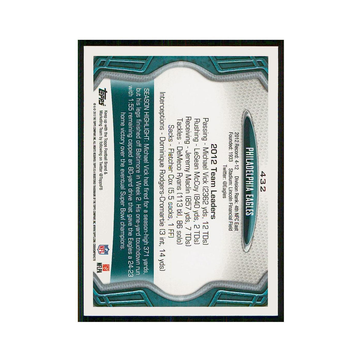 2013 Topps Philadelphia Eagles Eagles #432