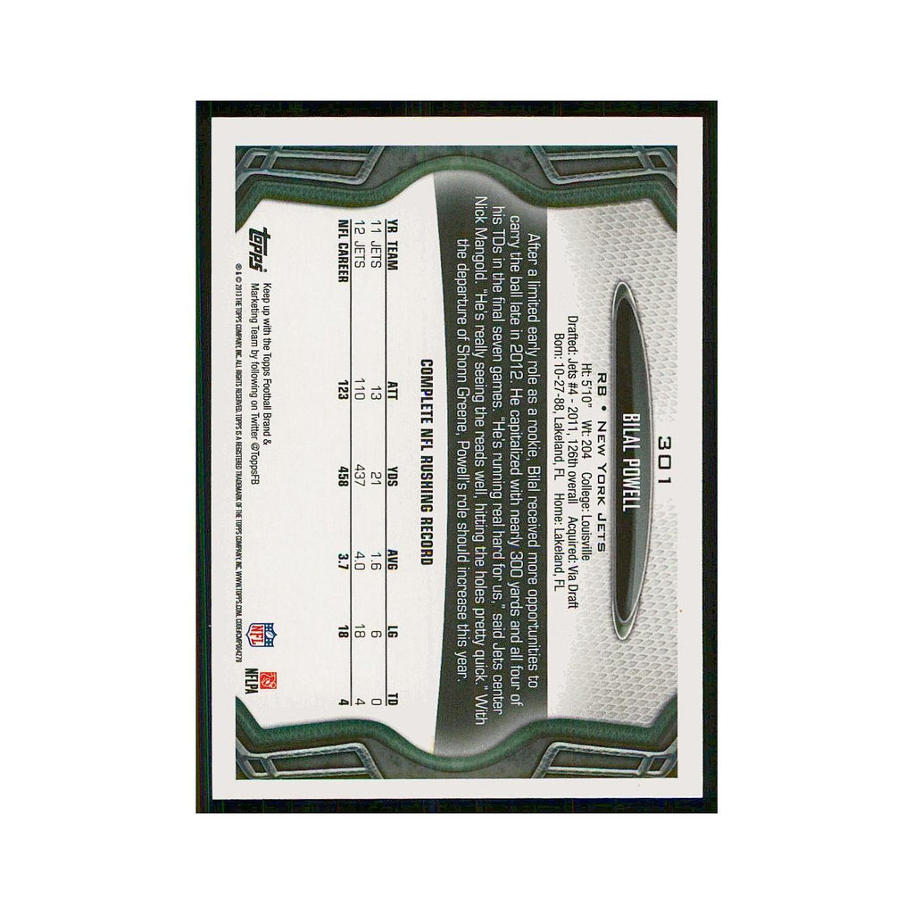 2013 Topps Bilal Powell Jets #301