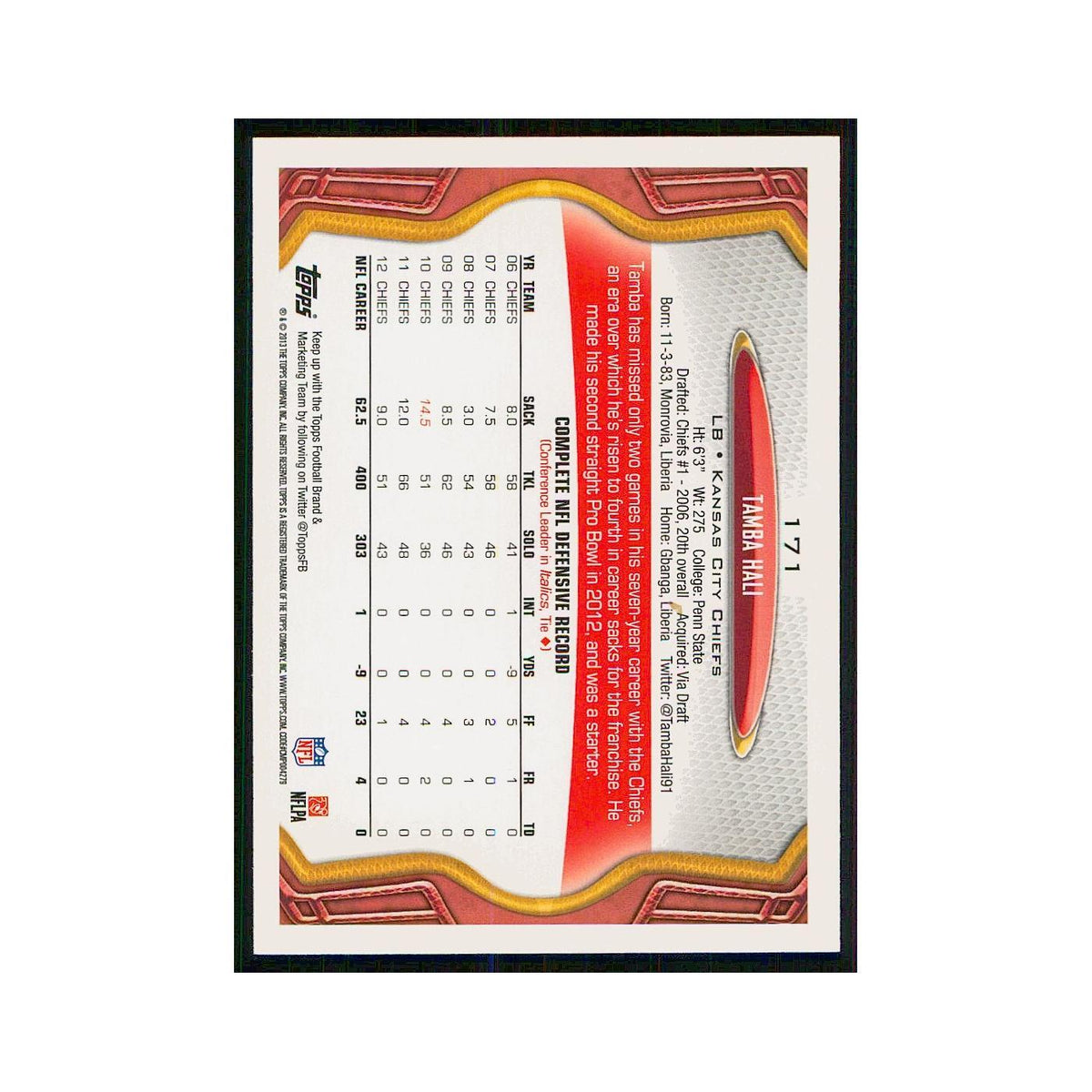 2013 Topps Tamba Hali Chiefs #171