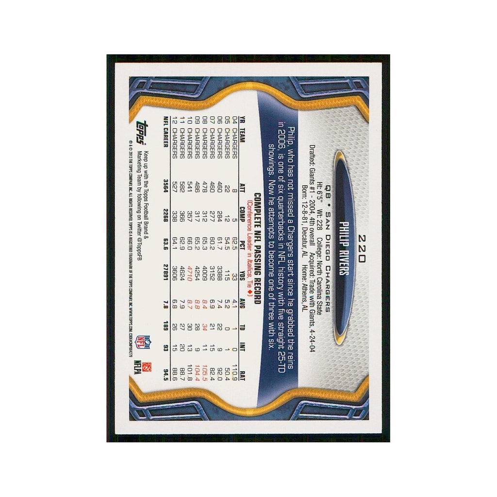 2013 Topps Philip Rivers San Diego Chargers #220