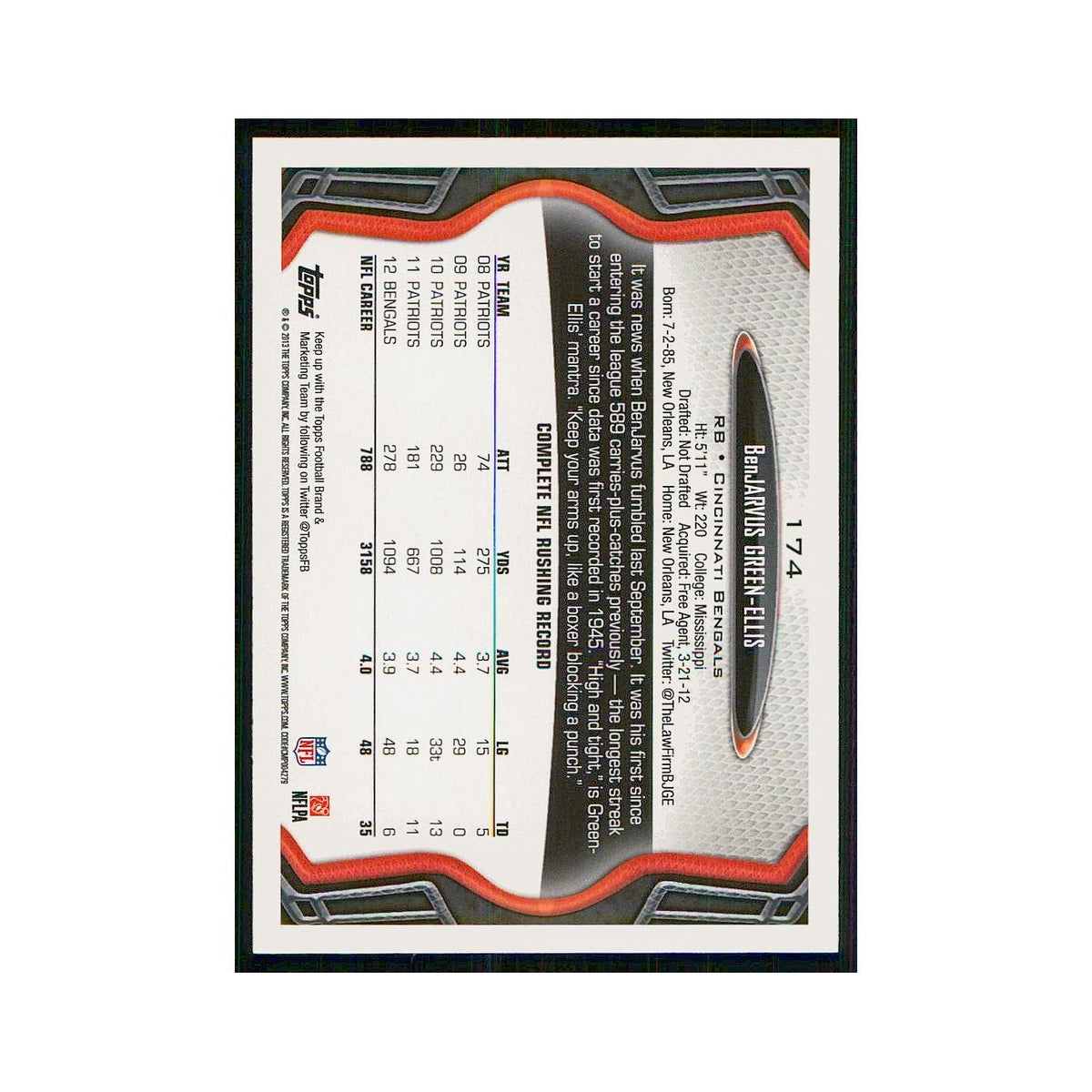 2013 Topps BenJarvus Green-Ellis Bengals #174