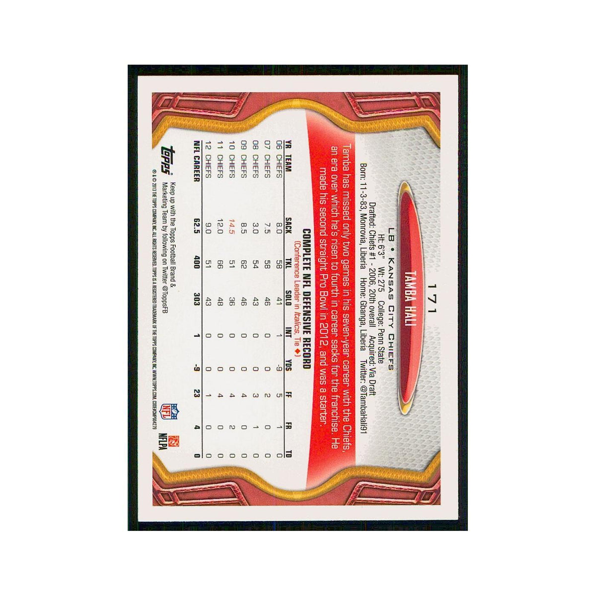 2013 Topps Tamba Hali Chiefs #171