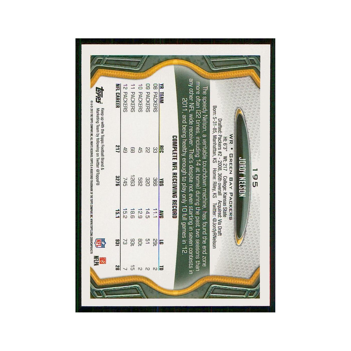 2013 Topps Jordy Nelson Packers #195