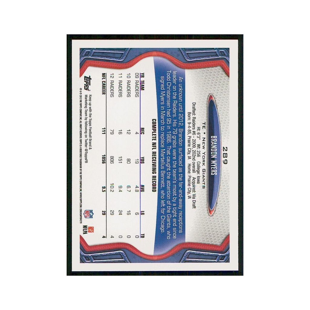 2013 Topps Brandon Myers Giants #289
