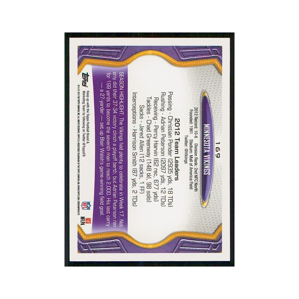 2013 Topps Minnesota Vikings Vikings #169