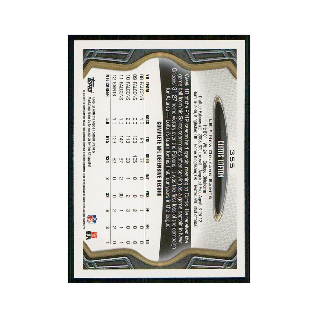 2013 Topps Curtis Lofton Saints #355