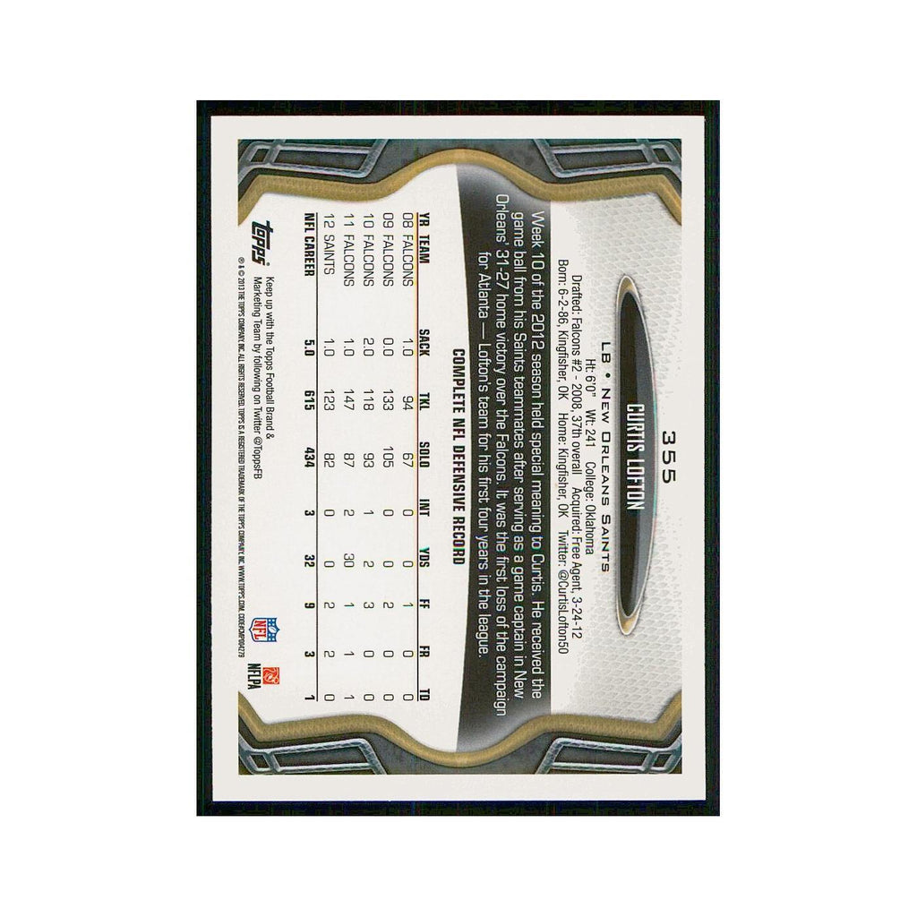 2013 Topps Curtis Lofton Saints #355