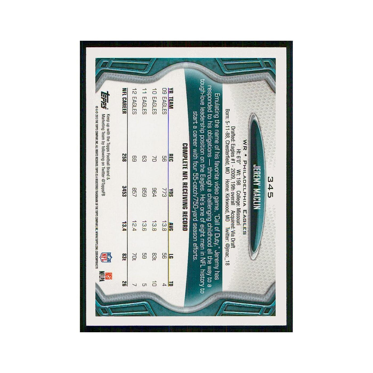 2013 Topps Jeremy Maclin Eagles #345