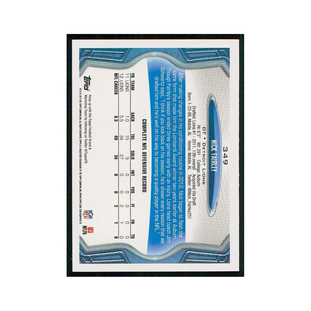 2013 Topps Nick Fairley Lions #349