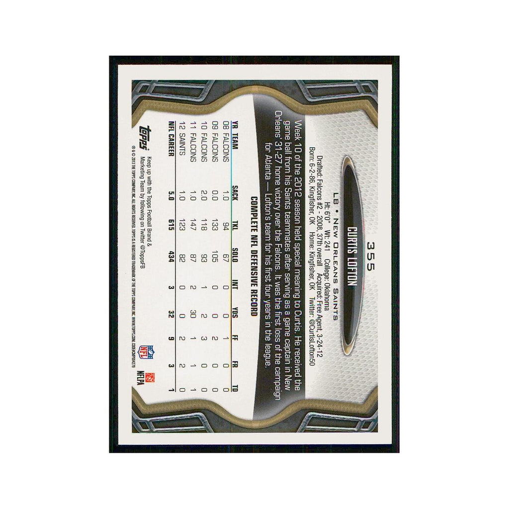 2013 Topps Curtis Lofton Saints #355