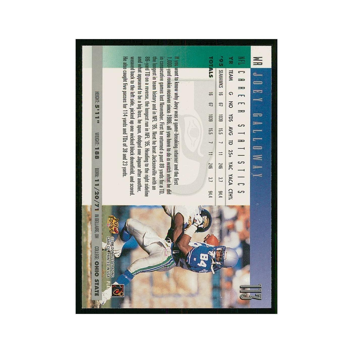 1996 Donruss Joey Galloway Seahawks #113