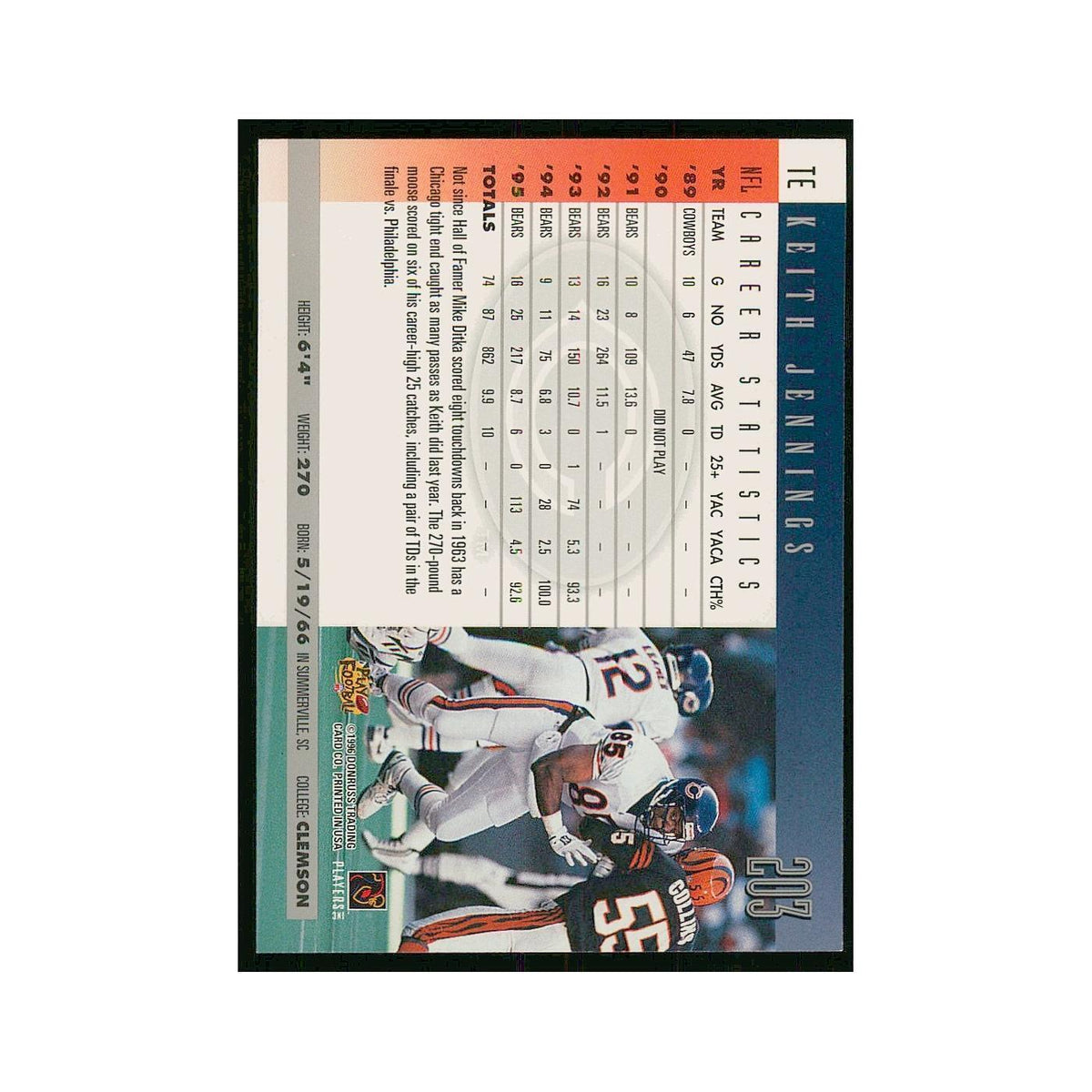 1996 Donruss Keith Jennings Bears #203