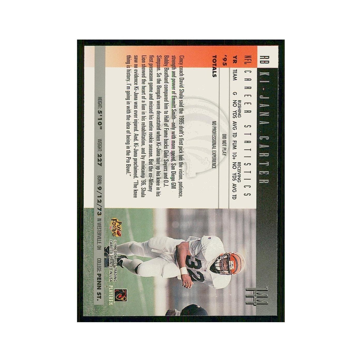 1996 Donruss Ki-Jana Carter  #144