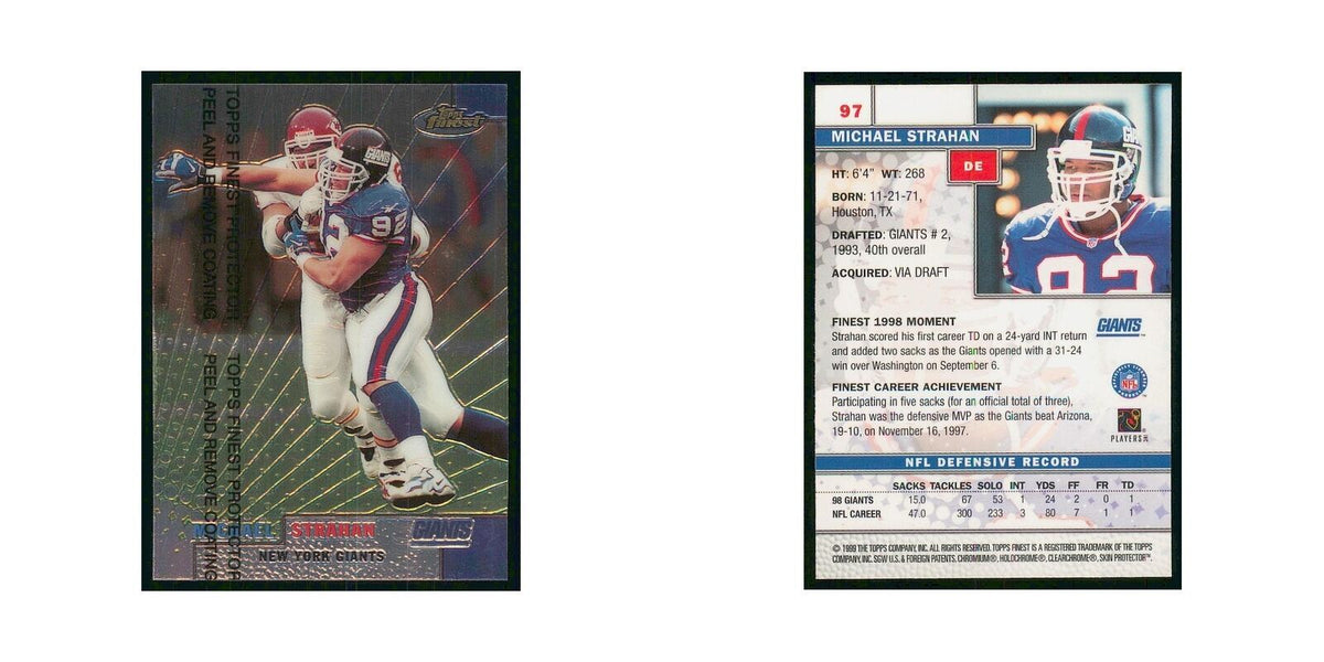 1999 Topps FInest W Coating Michael Strahan Giants #97