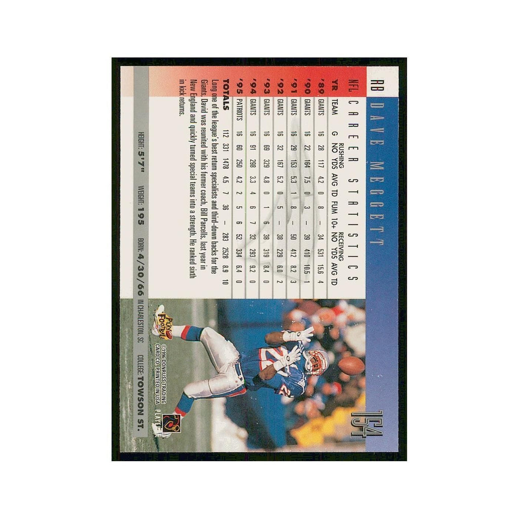 1996 Donruss Dave Meggett Patriots #154