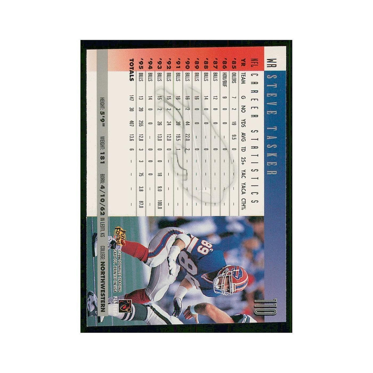 1996 Donruss Steve Tasker Bills #110