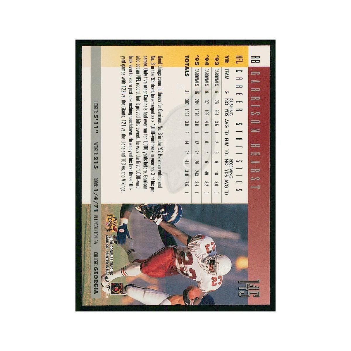 1996 Donruss Garrison Hearst Cardinals #145