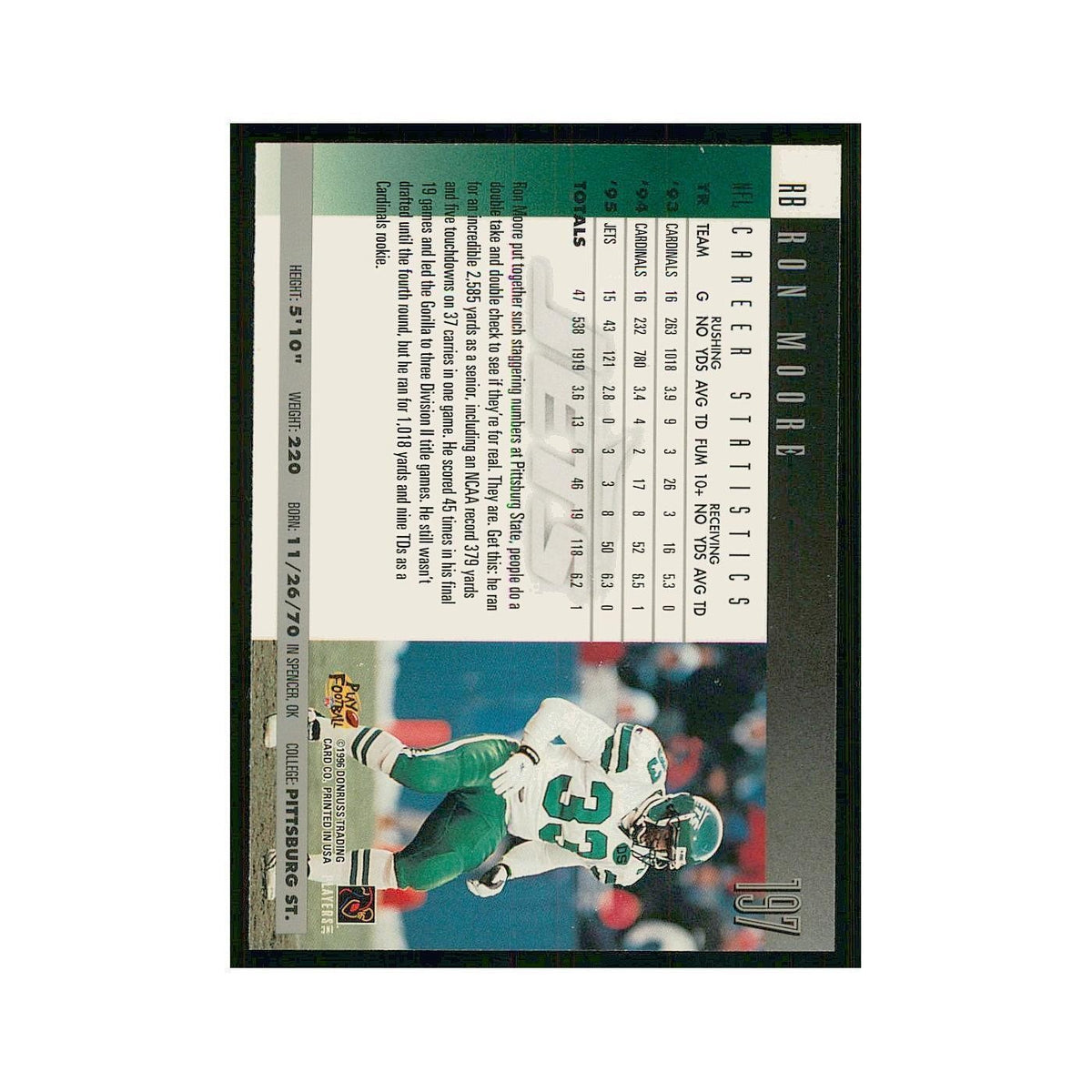 1996 Donruss Ronald Moore Jets #197