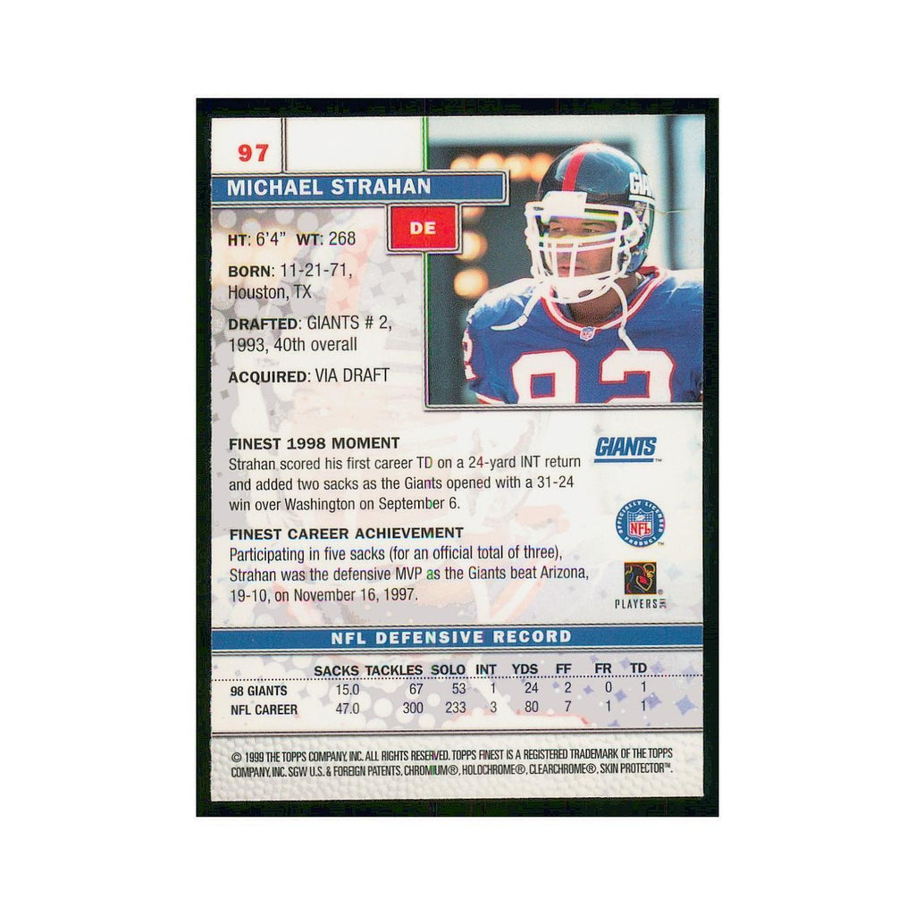 1999 Topps FInest W Coating Michael Strahan Giants #97