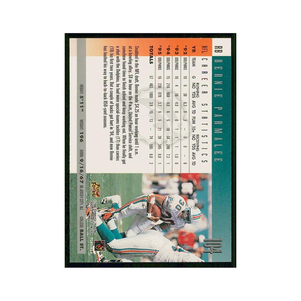 1996 Donruss Bernie Parmalee Dolphins #104