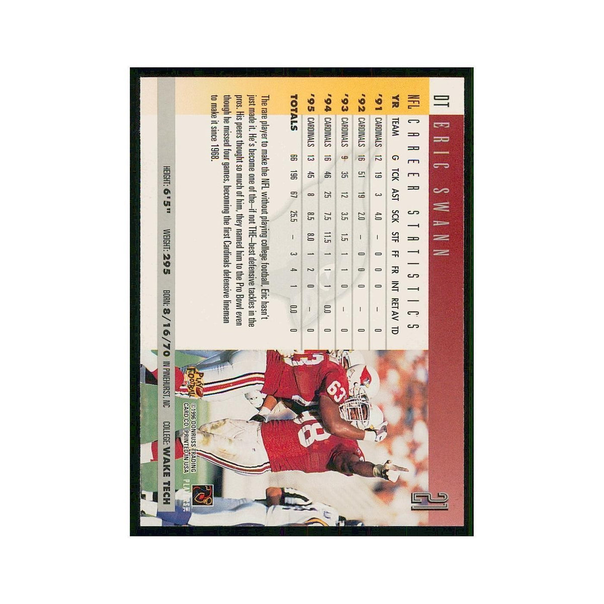 1996 Donruss Eric Swann Phoenix Cardinals #21