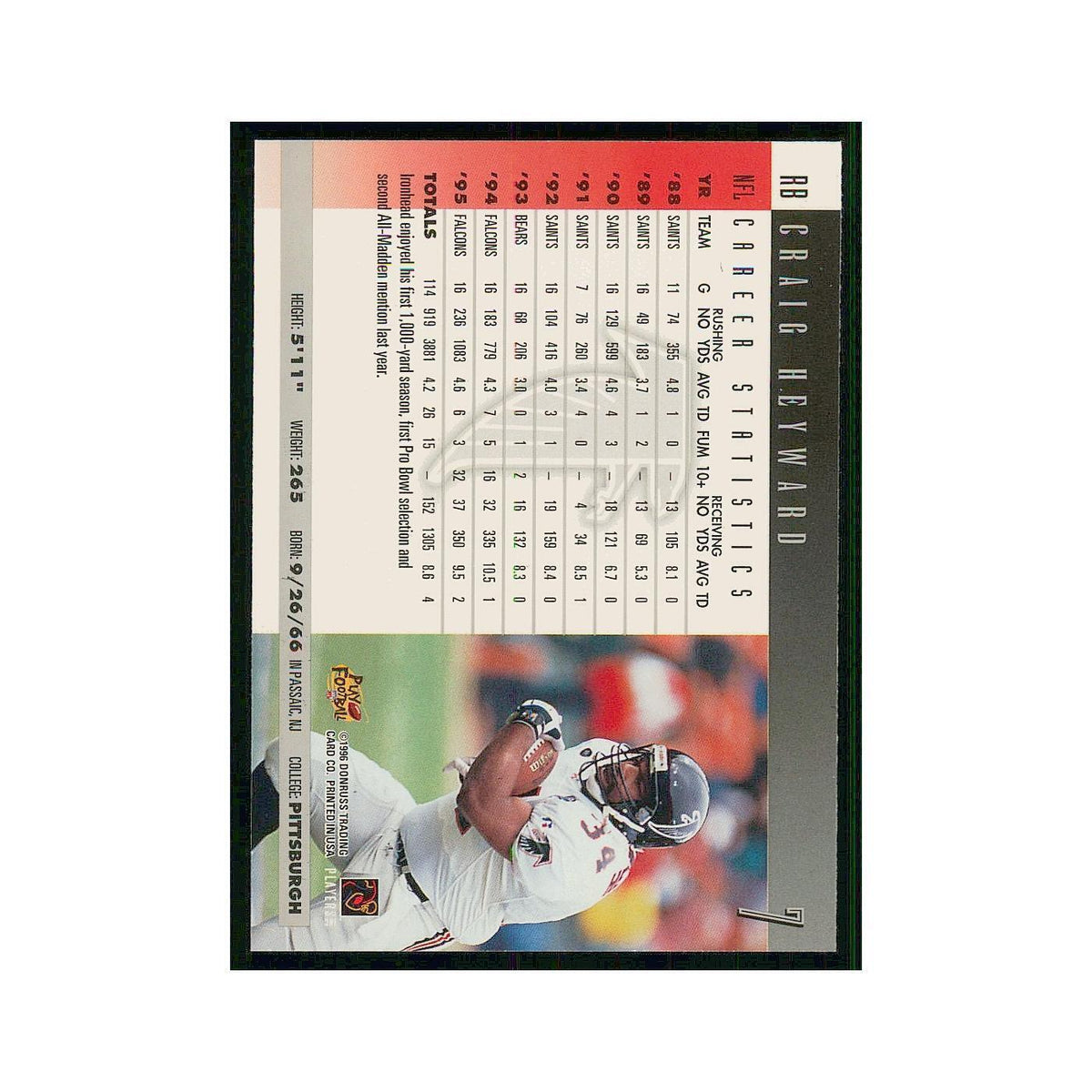 1996 Donruss Craig Heyward Falcons #7