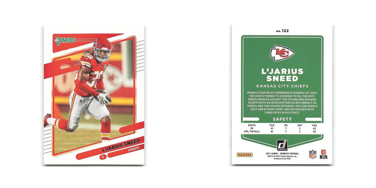 L'Jarius Sneed 2021 Donruss #122 Kansas City Chiefs Football Card NM