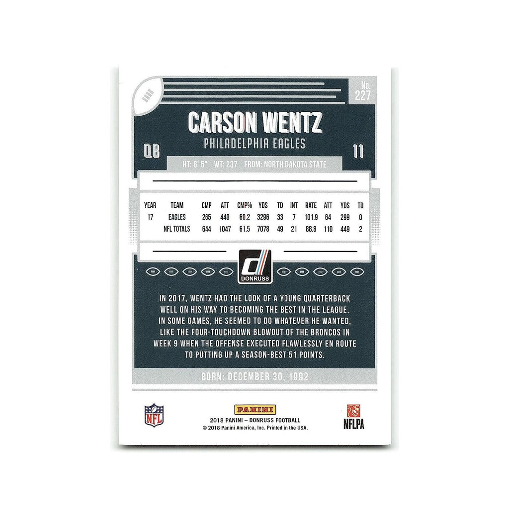 Carson Wentz 2018 Donruss #227 Philadelphia Eagles Football Card NM