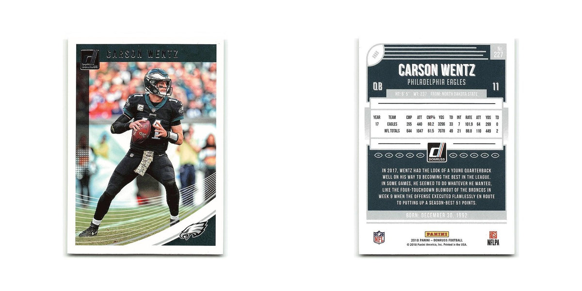 Carson Wentz 2018 Donruss #227 Philadelphia Eagles Football Card NM