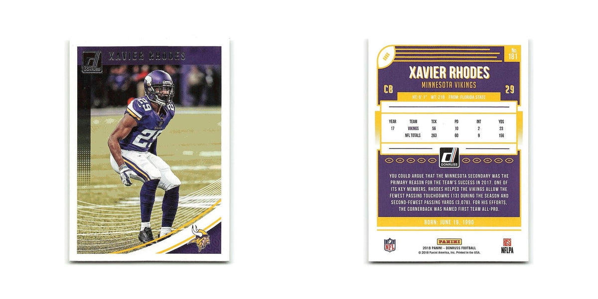 Xavier Rhodes 2018 Donruss #181 Minnesota Vikings Football Card NM