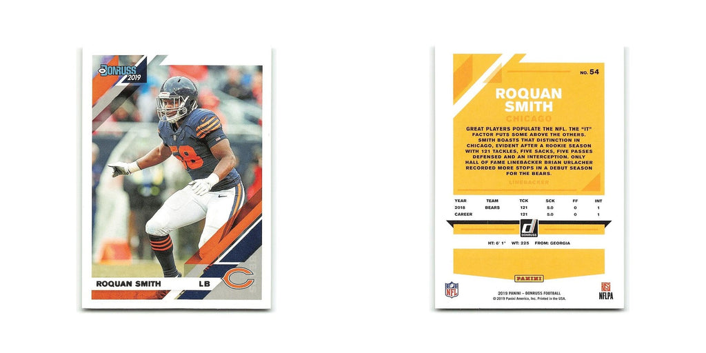 Roquan Smith 2019 Donruss #54 Chicago Bears Football Card NM