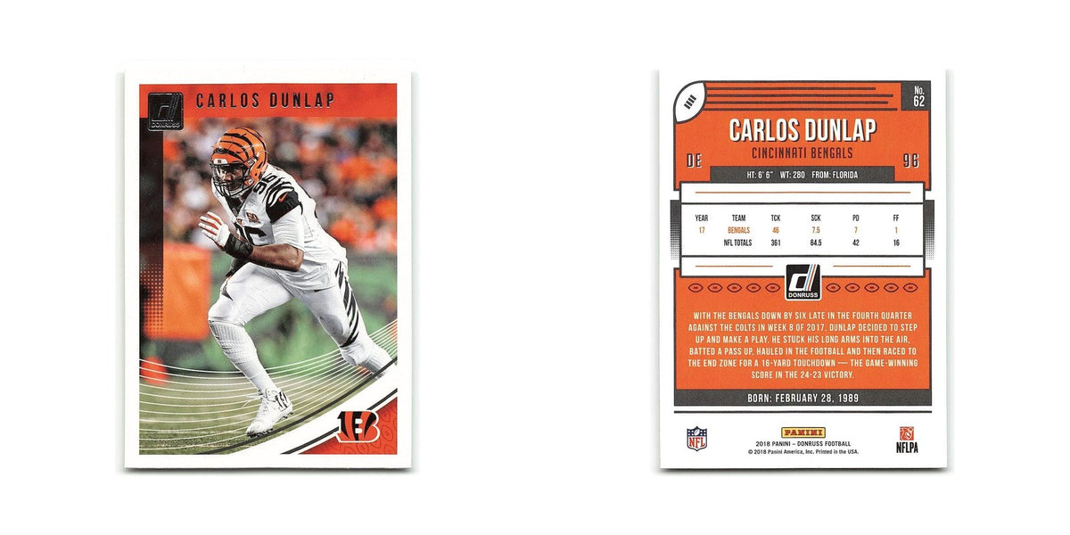 Carlos Dunlap 2018 Donruss #62 Cincinnati Bengals Football Card NM