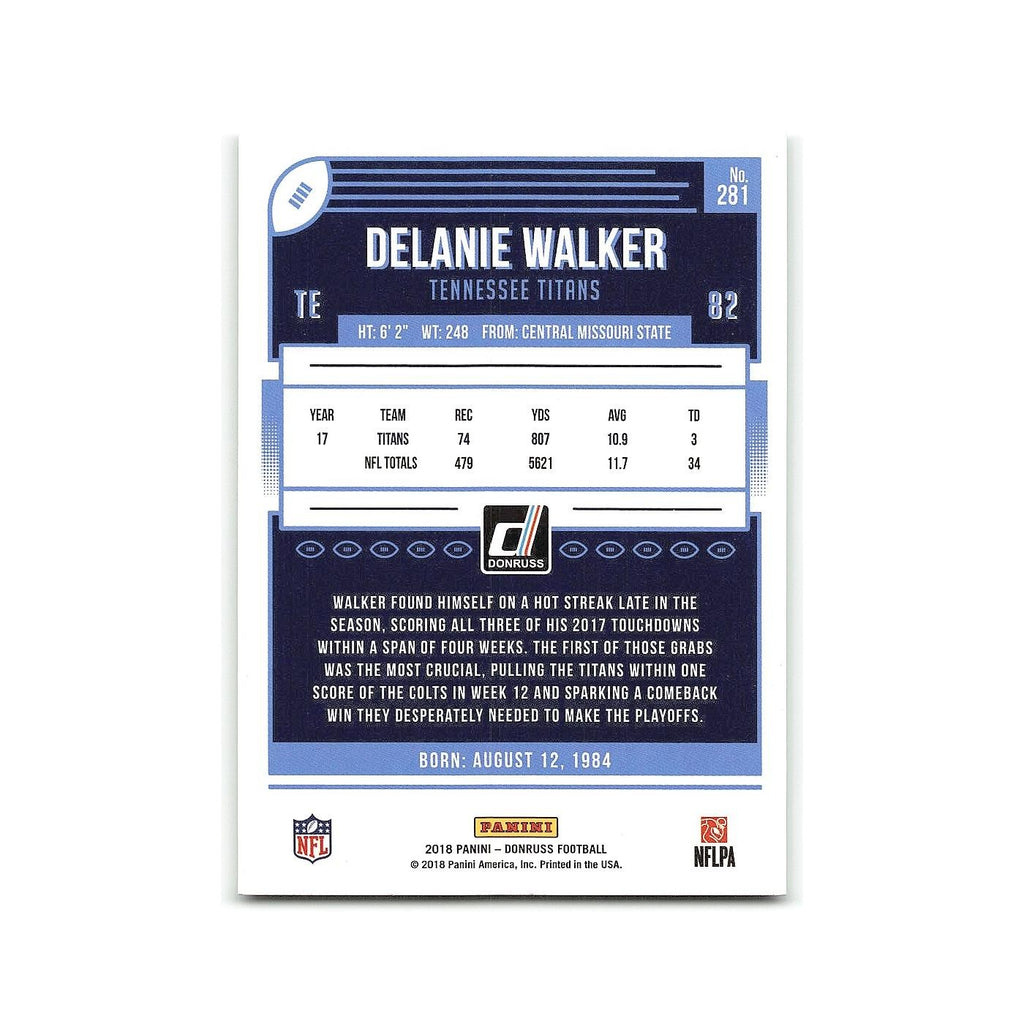 Delanie Walker 2018 Donruss #281 Tennessee Titans Football Card NM