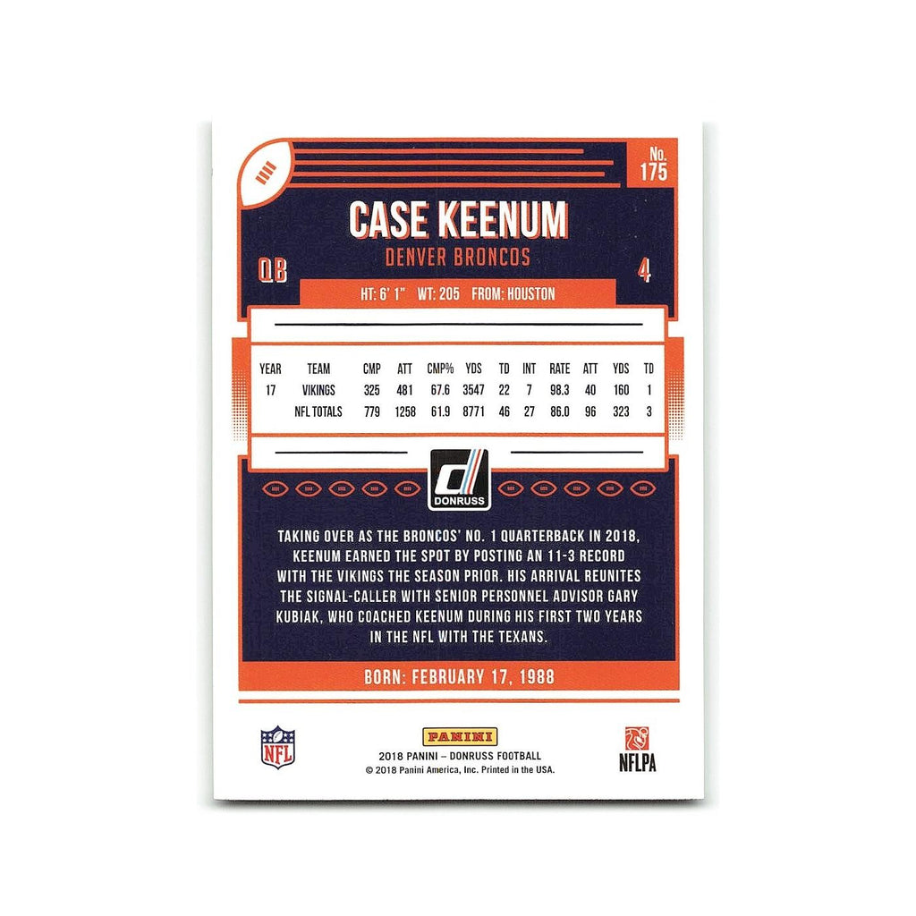 Case Keenum 2018 Donruss #175 Denver Broncos Football Card NM