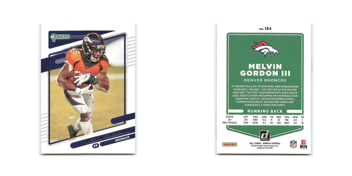 Melvin Gordon III 2021 Donruss #184 Denver Broncos Football Card NM
