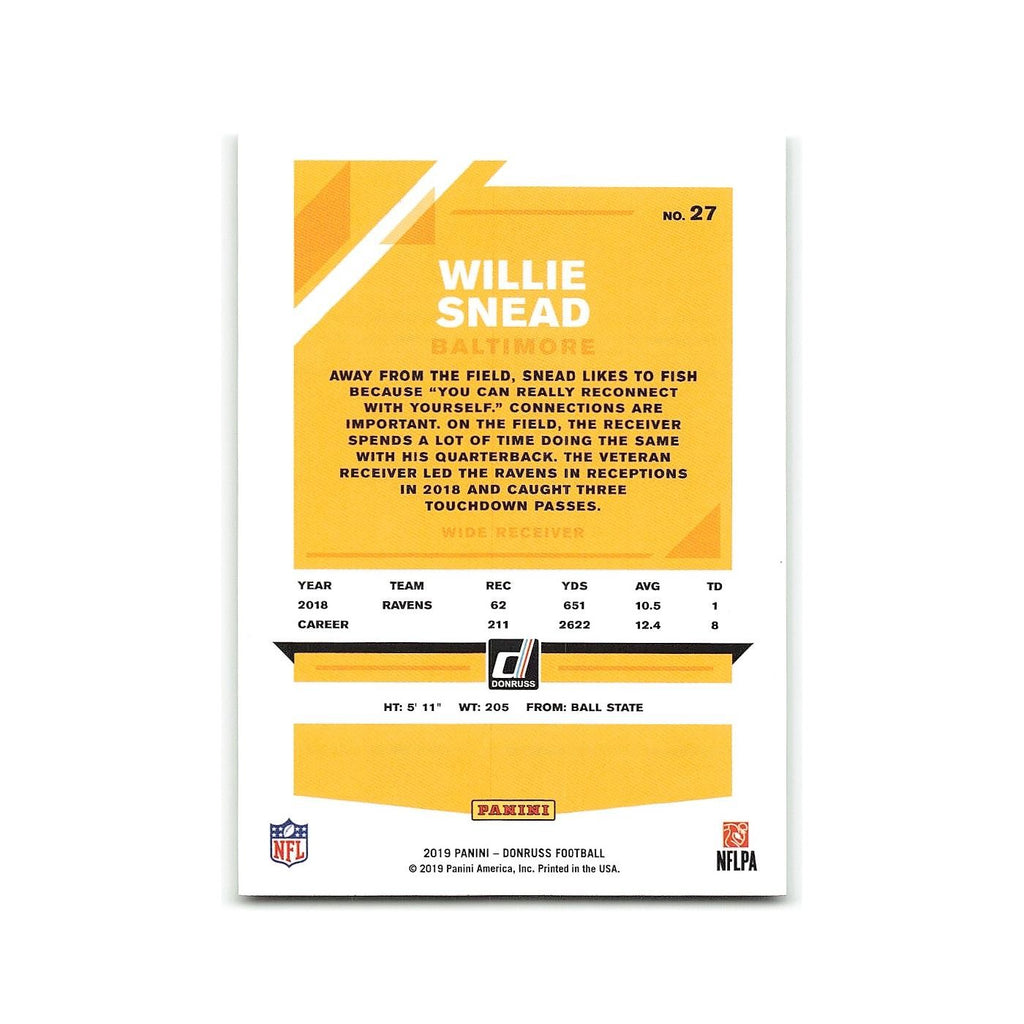 Willie Snead 2019 Donruss #27 Baltimore Ravens Football Card NM