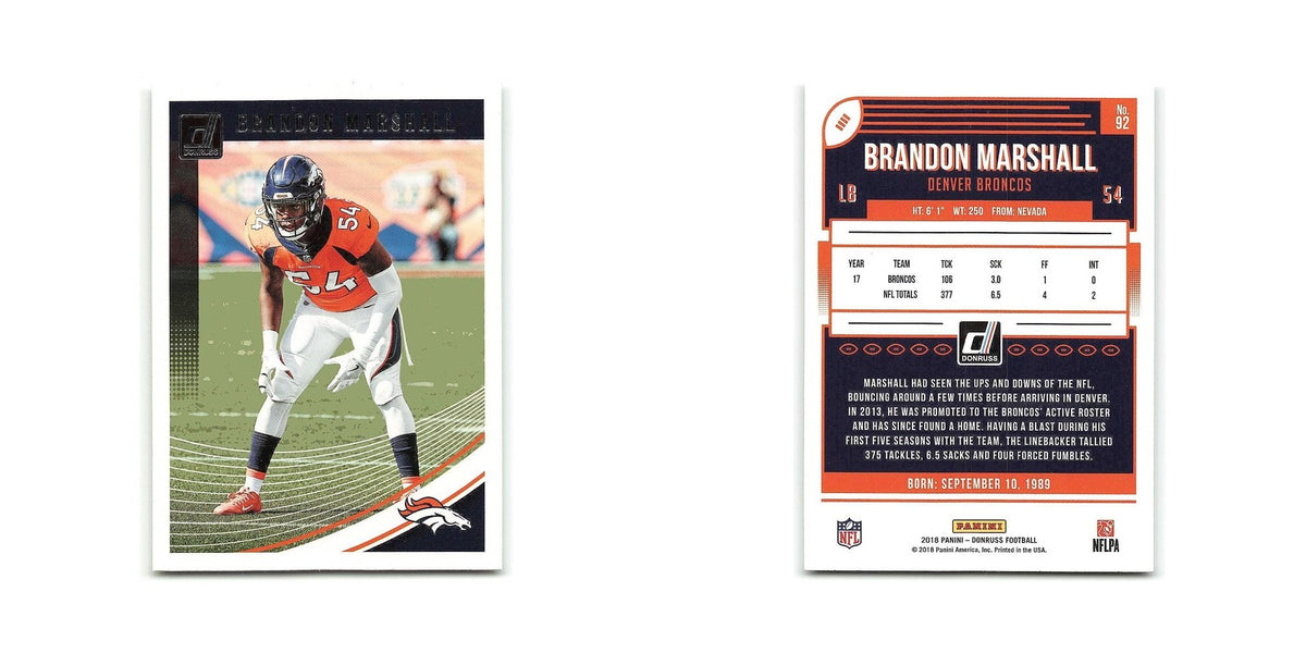 Brandon Marshall 2018 Donruss #92 Denver Broncos Football Card NM