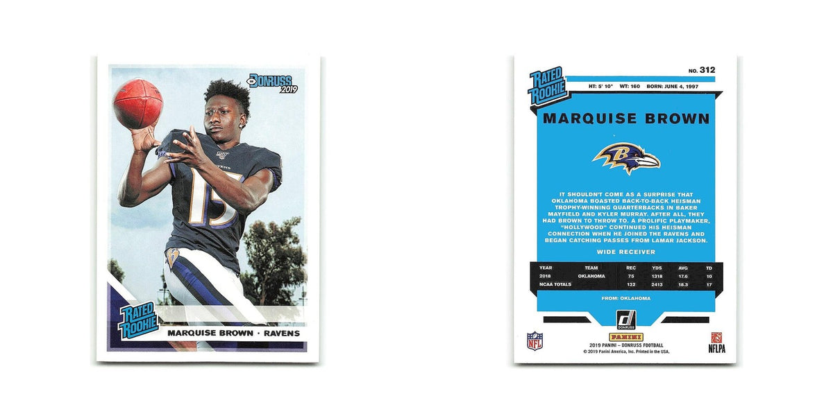 Marquise Brown Rookie 2019 Donruss #312 Baltimore Ravens Football Card NM