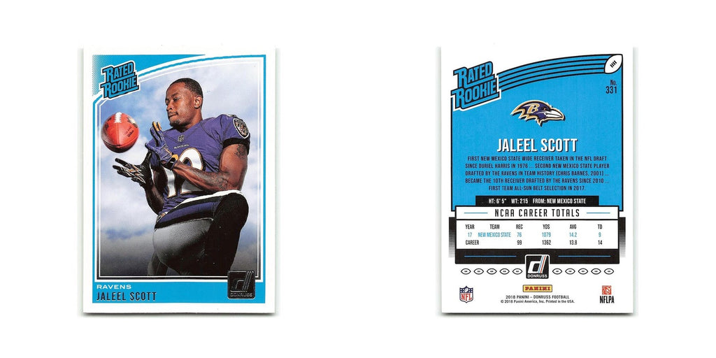 Jaleel Scott Rookie 2018 Donruss #331 Baltimore Ravens Football Card NM