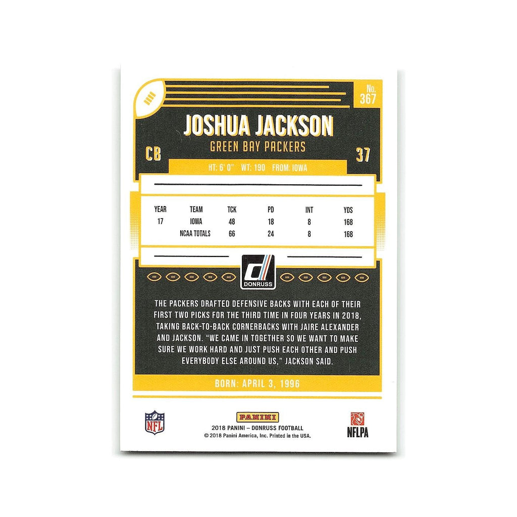 Joshua Jackson Rookie 2018 Donruss #367 Green Bay Packers Football Card NM