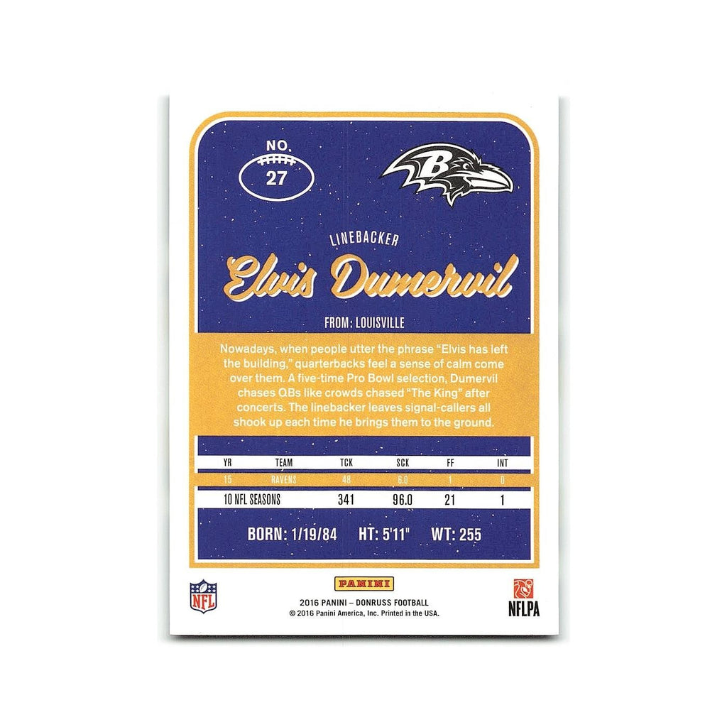 Elvis Dumervil 2016 Donruss #27 Baltimore Ravens Football Card NM