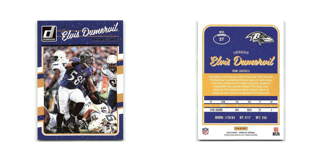 Elvis Dumervil 2016 Donruss #27 Baltimore Ravens Football Card NM