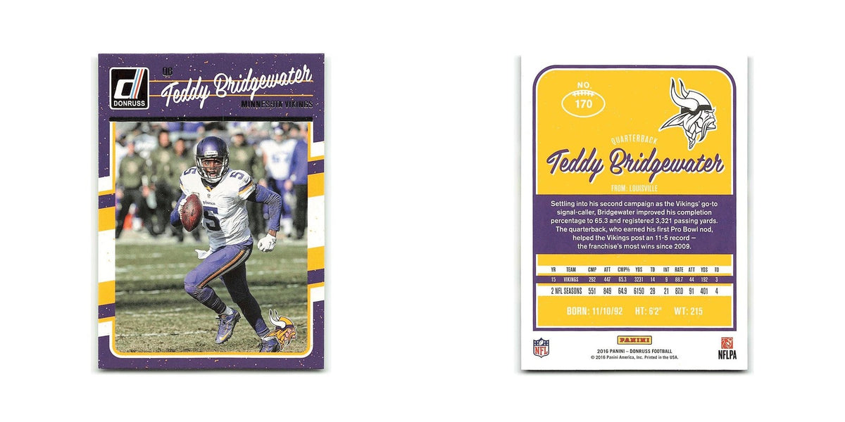 Teddy Bridgewater 2016 Donruss #170 Minnesota Vikings Football Card NM
