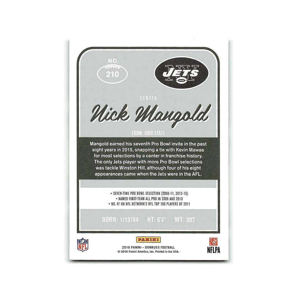 Nick Mangold 2016 Donruss #210 New York Jets Football Card NM