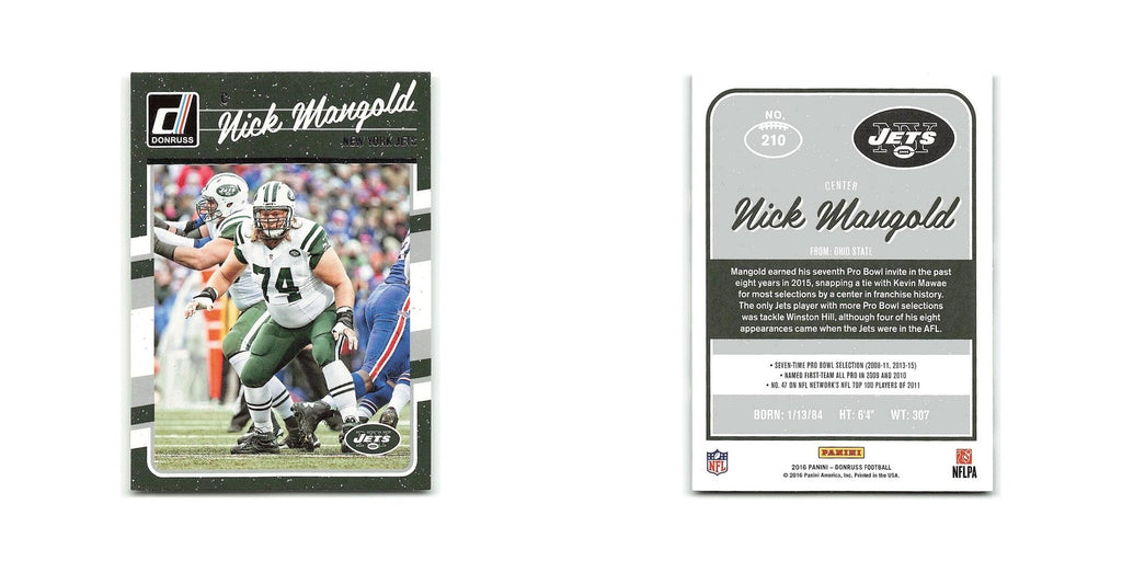 Nick Mangold 2016 Donruss #210 New York Jets Football Card NM