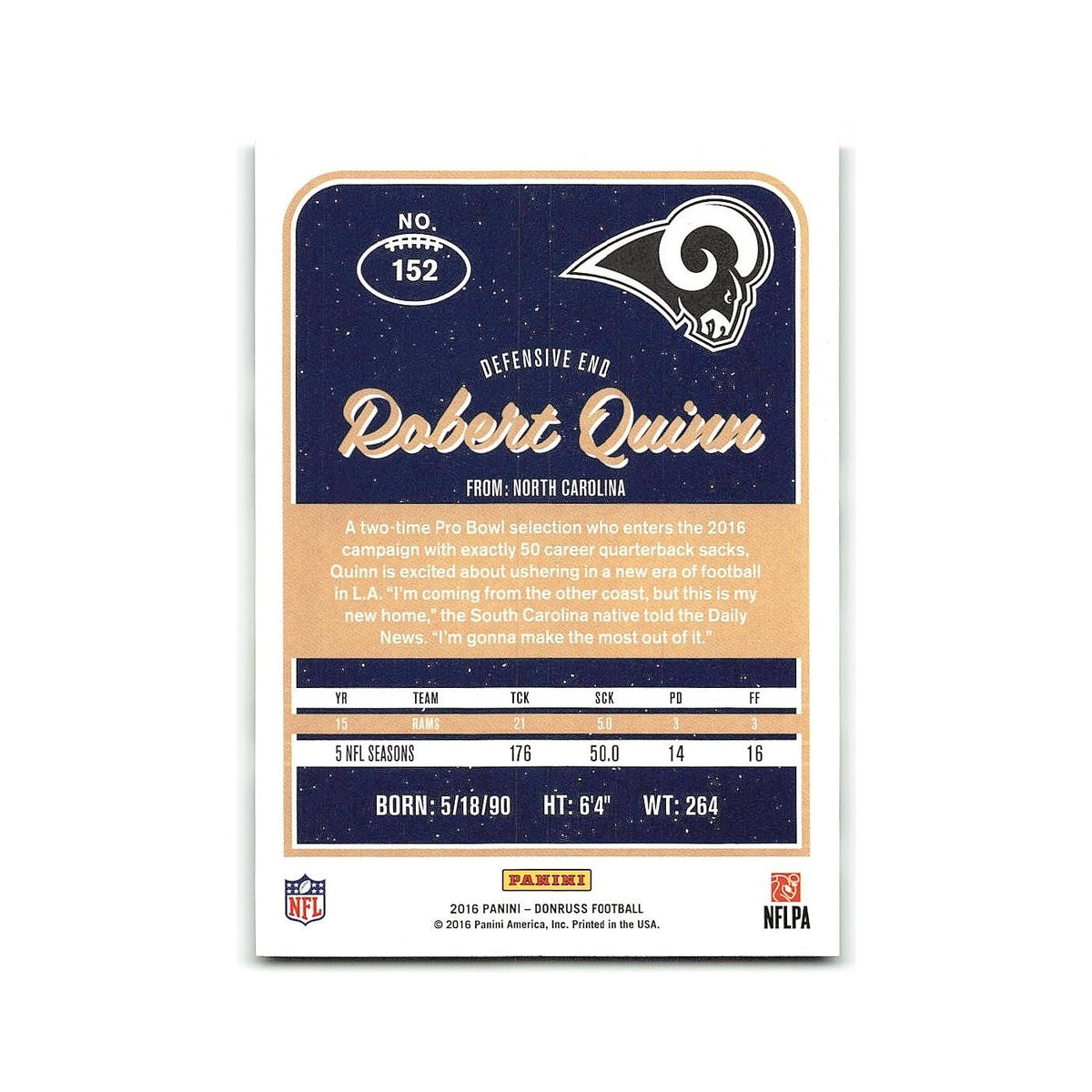 Robert Quinn 2016 Donruss #152 Los Angeles Rams Football Card NM