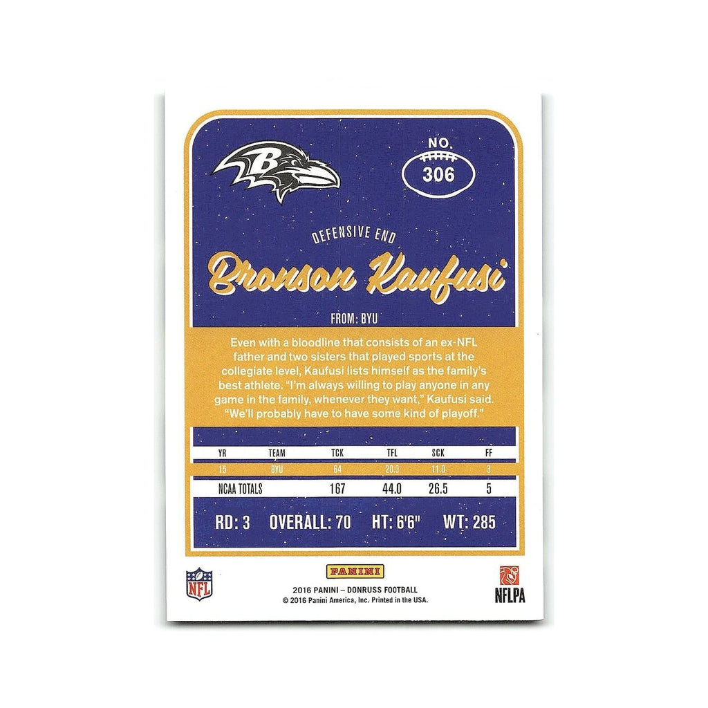 Bronson Kaufusi Rookie 2016 Donruss #306 Baltimore Ravens Football Card NM