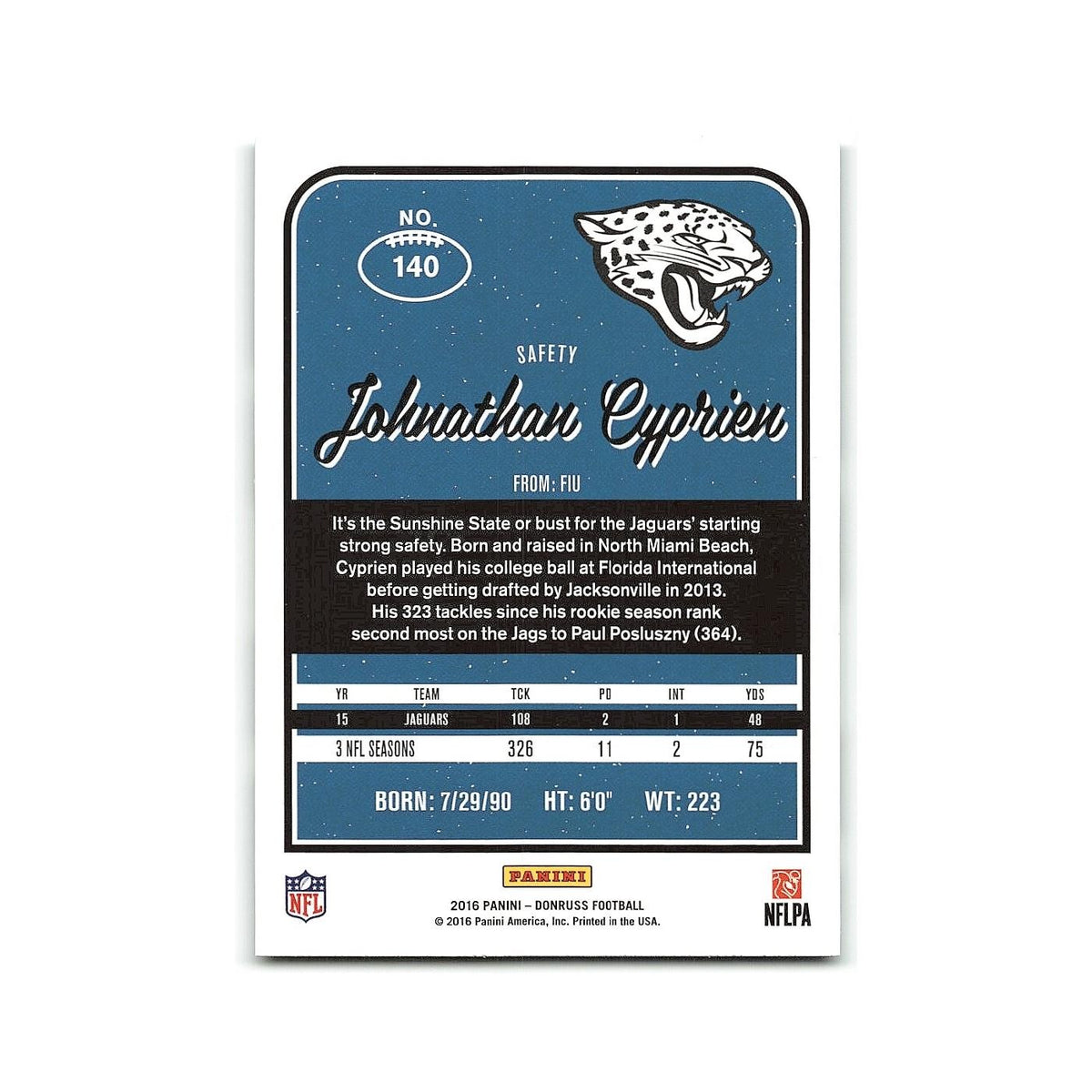 Johnathan Cyprien 2016 Donruss #140 Jacksonville Jaguars Football Card NM